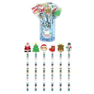 クリスマス フィギュア消しゴム付き鉛筆 ミックス (24本入)