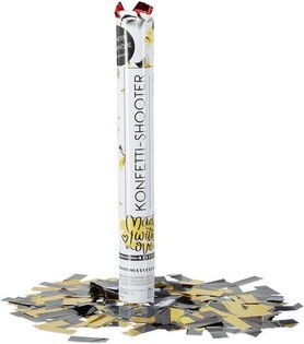 コンフェッティキャノン &ndash; カラー: ブラック・イエロー - 40 cm - パーティーポッパー (10本入)