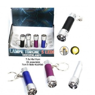 5 LED 懐中電灯 キーホルダー付き ディスプレイ入り (24個)