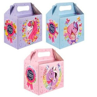 キッズメニューボックス &ndash; ポニー &ndash; 14 x 9.5 x 18 cm (6個入)