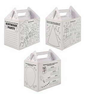 キッズメニューボックス &ndash; Happy Birthday &ndash; ぬりえ用 - 14 x 9.5 x 18 cm (24個入)