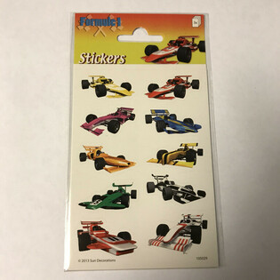 ステッカーシート：F1 レースカー、サイズ 16 x 9 cm (10枚入)