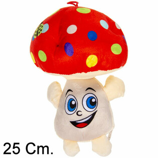 大きな顔付きぬいぐるみキノコ - 25 CM - ミックスカラー (6個入)