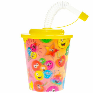 ストロー付きドリンクカップ / アイスカップ &ndash; スマイリー、250ml（12個入）
