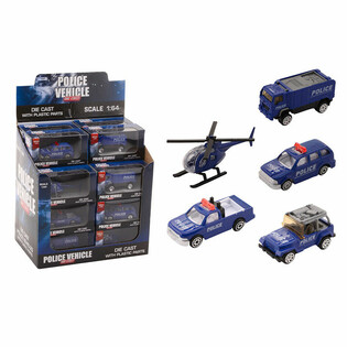 ダイキャスト製 警察車両アソート、1:64スケール ディスプレイボックス入り（24個入）