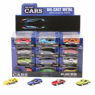ミックス スポーツカー、縮尺 1:72 ディスプレイボックス入り (48個入)