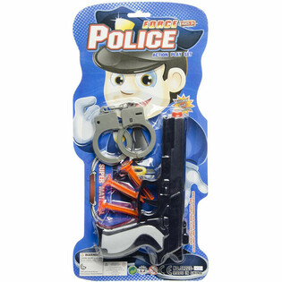 警察おもちゃセット（台紙付）- 吸盤ピストル＆手錠 (6個セット)