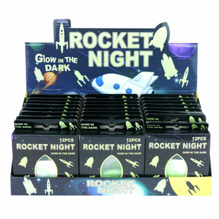暗闇で光る ロケット 宇宙 天井用ステッカー ディスプレイボックス入り (24個セット)
