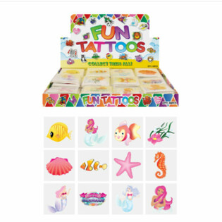 ファンタトゥーシール - 人魚姫 / マーメイド、各パック12枚入 ディスプレイ付 (48パック入)