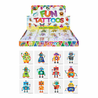 FUN TATTOO'S タトゥーシール - ロボット（各12枚入） ディスプレイ付（48パックセット）