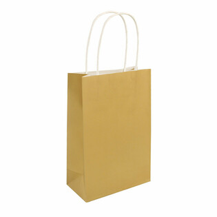 取っ手付き紙袋 - 14x21x7cm - カラー：ゴールド (24枚入)