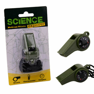 SCIENCE EXPLORER サバイバルホイッスル コンパス＆温度計付き 台紙付き (24個セット)