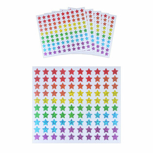 ファンステッカー - カラフルな星型ステッカー - 1シート100枚入 (5枚セット)