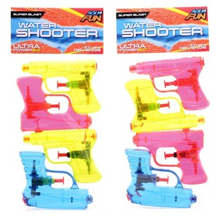 Aqua Fun ウォーターピストルセット - 4個セット、11 cm