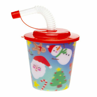 クリスマス ドリンクカップ / ストロー付きアイスクリームカップ (12個入り)