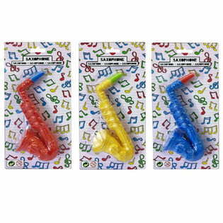 おもちゃのサックス - 16 cm - ミックスカラー - 12個入り台紙