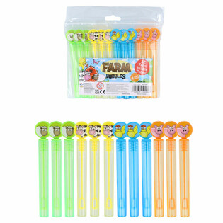 牧場の動物 カラフル シャボン玉スティック (12個入り)