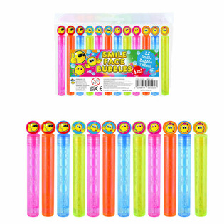 カラフルなスマイリー シャボン玉スティック (1パック12本入)