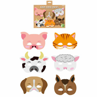 エコフレンドリー 紙製 農場の動物マスク - 12個セット
