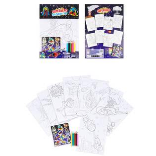 大型ぬりえセット - モデル：スーパーヒーロー - 22x30x1 CM (12個入)