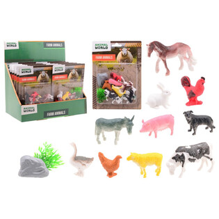 ANIMAL WORLD - 農場の動物フィギュア 12個セット - ディスプレイ用 (12点入)