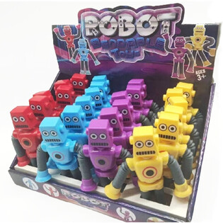 曲がるおもちゃのロボット - ミックスカラー - ディスプレイ入り (24個入)