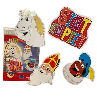 シンタクラース SINT & PIET - 両面デザイン デコレーションボード 4点セット (6パック入)