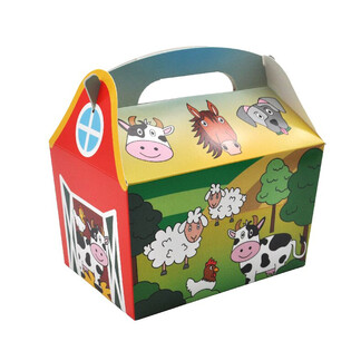 キッズメニューボックス モデル：ファームアニマル - サイズ 18.5x12x19 CM - フードボックス - キッズボックス (24個入)
