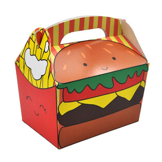 キッズメニューボックス：ハンバーガー＆ポテト柄 - サイズ 18.5x12x19 CM - フードボックス - KIDSBOX (24枚入)