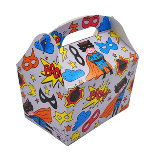 キッズメニューボックス スーパーヒーロー - サイズ 18.5x12x19 CM - フードボックス - お子様ランチボックス (24枚入)